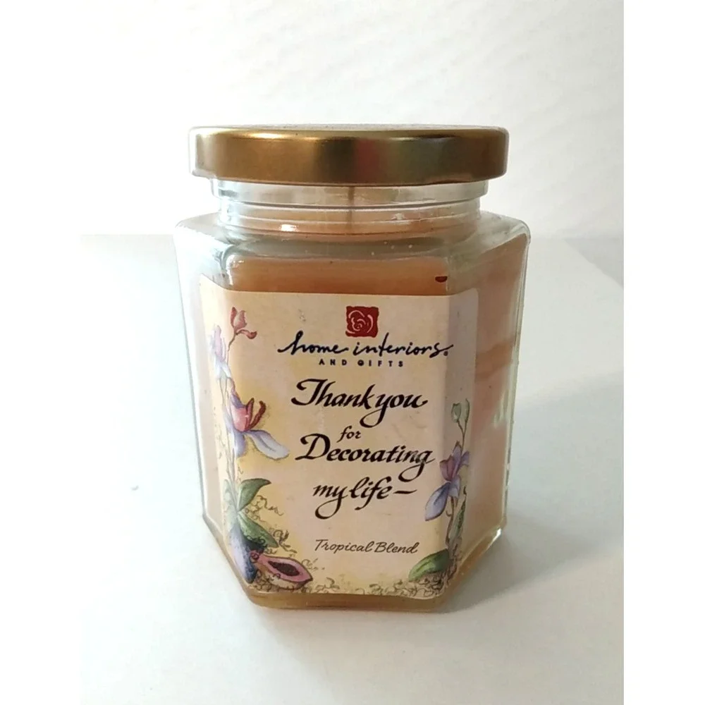 VTG Home Interiors Jar Candle Tropical Blend Scented New Never Burned Gift 4